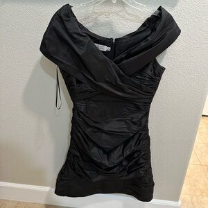 Teri Jon Elegant Black Off-Shoulder Dress